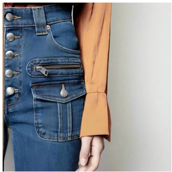 Zadig Voltaire High Waist Eyes Button Fly Jeans Straight Sz 27 Women's Blue - Picture 8 of 9